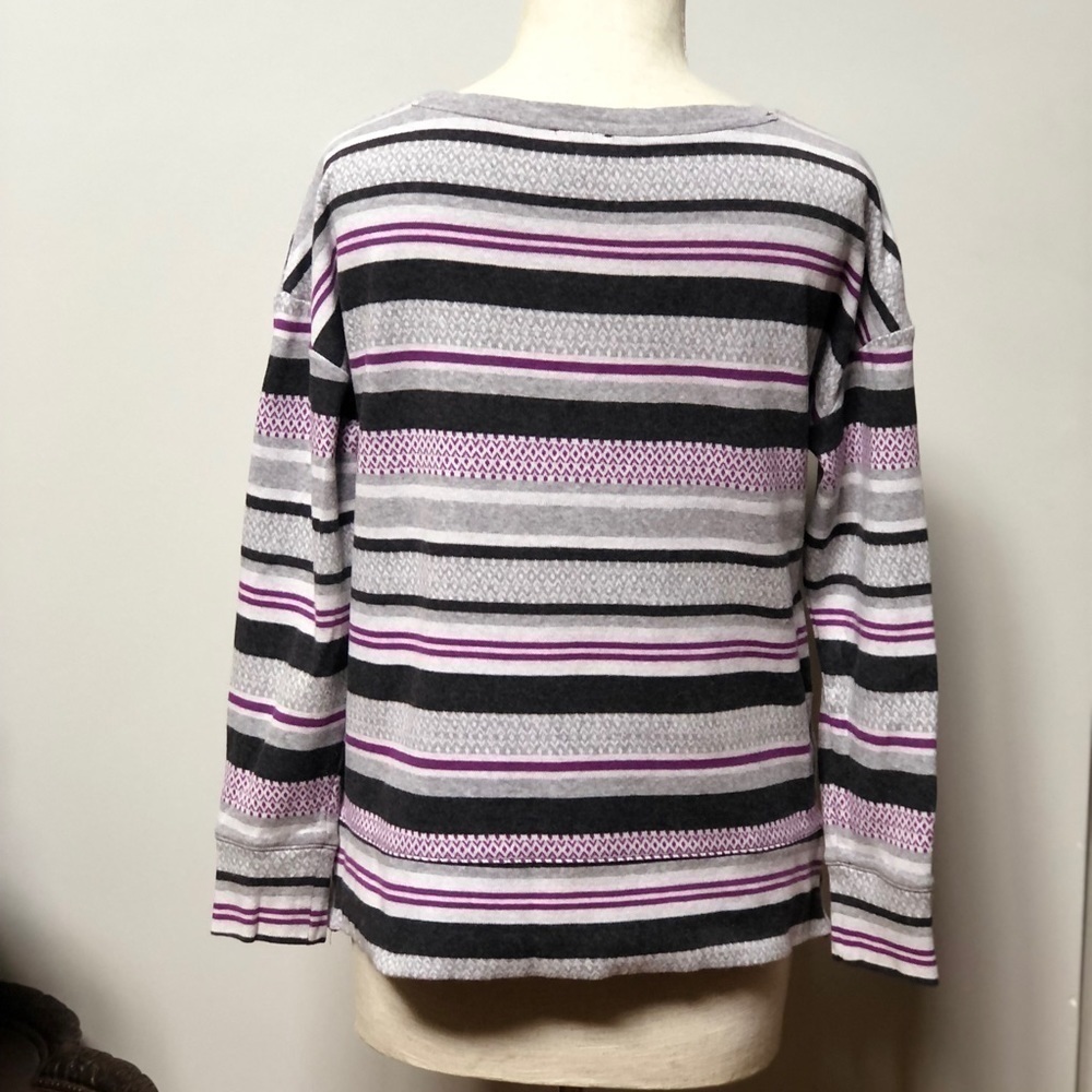 t for Talbots purple grey striped Long sleeve sweater top size small #w1019 - Picture 3 of 9